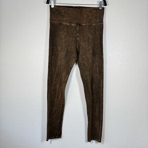 Women’s T Party mineral wash brown foldover waistband full legging pre shrunk XL